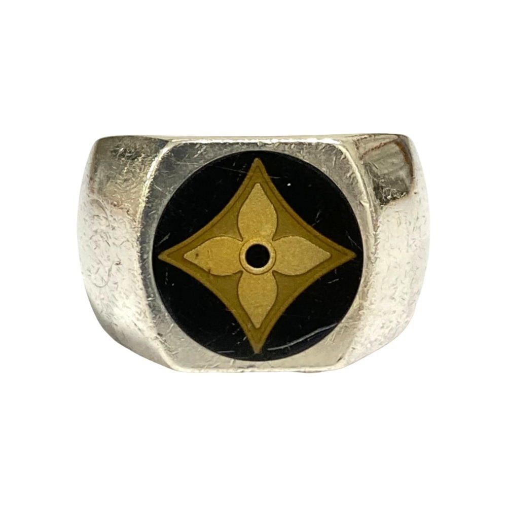 LOUIS VUITTON Louis Vuitton Bague Fleur Monogram Ring, SV925, M65496, Size L ...